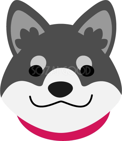 赤い首輪を付けた黒い柴犬のイラスト