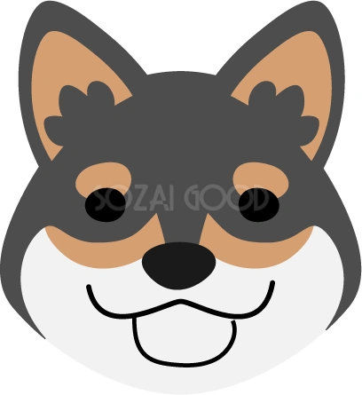 舌を出した黒柴のイラスト
