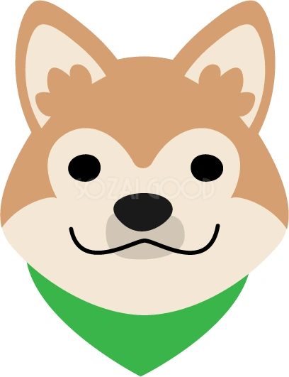 緑のスカーフを付けた柴犬のイラスト