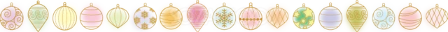パステルカラーの丸いオーナメントを並べたクリスマスライン（背景透過PNG）