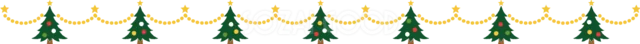 クリスマスツリーを金色の点線でつないだガーランド（背景透過PNG）