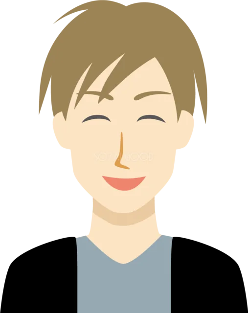 茶髪で微笑む若い男性の上半身（背景透過PNG）
