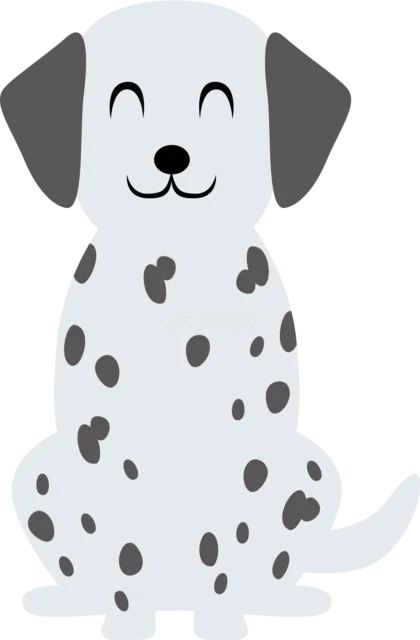 白地に黒い斑点があるダルメシアン（背景透過PNG）