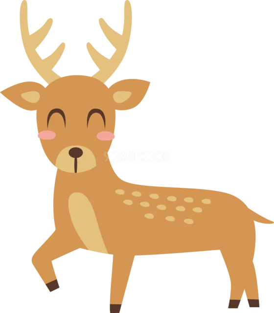 白い斑点がある茶色い鹿のかわいい動物イラスト（背景透過PNG）
