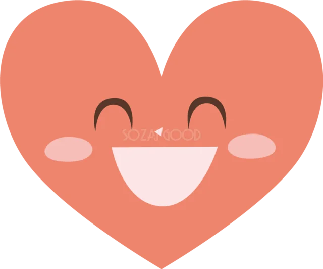大きく笑う赤いハートのキャラクター（背景透過PNG）