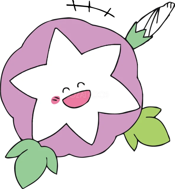 笑顔で咲く白と紫の花（背景透過PNG）