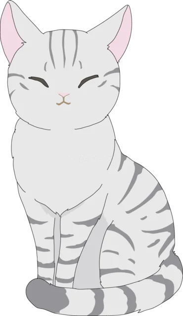 目を閉じて座るグレーのトラ猫（背景透過PNG）