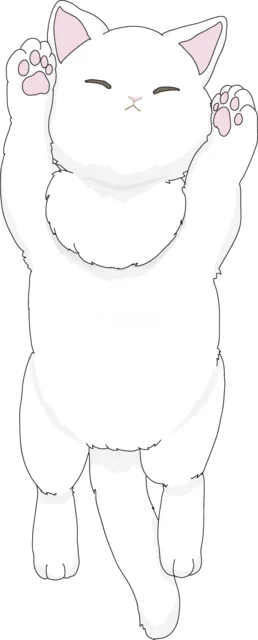 両前足を上げてジャンプする白猫（背景透過PNG）