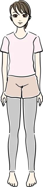 姿勢よく正面に立つ運動着の女性（背景透過PNG）