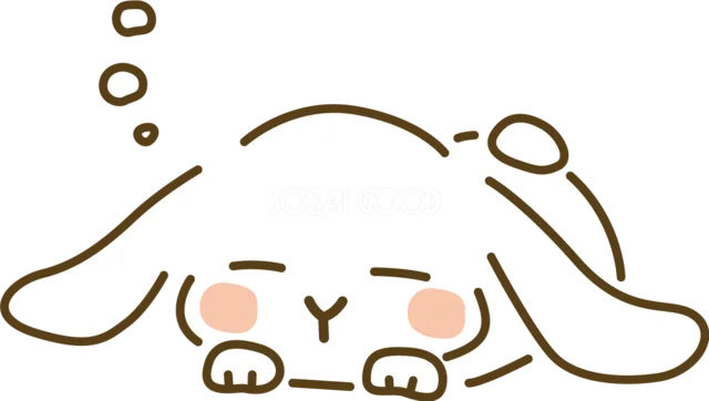 あごを前足に乗せて寝そべる白うさぎ（背景透過PNG）