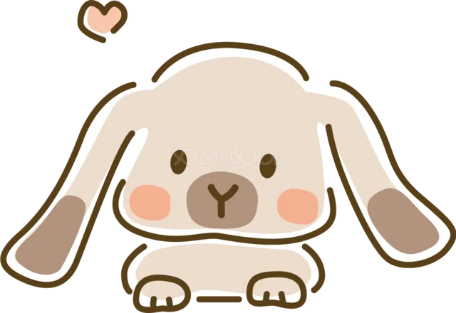 前足をそろえて寝そべるベージュのうさぎ（背景透過PNG）