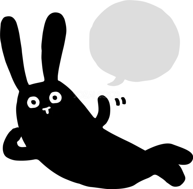 寝転びながら手を振る黒うさぎ（背景透過PNG）