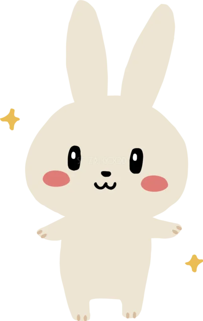 きらめきの中で立つかわいい白うさぎ（背景透過PNG）