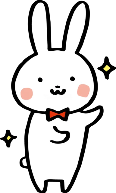 赤い蝶ネクタイでおしゃれしたうさぎ（背景透過PNG）