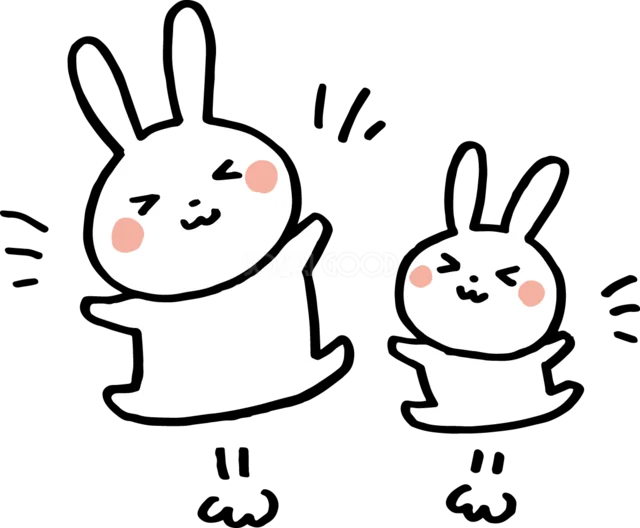 元気よく飛び出すうさぎの親子イラスト（背景透過PNG）