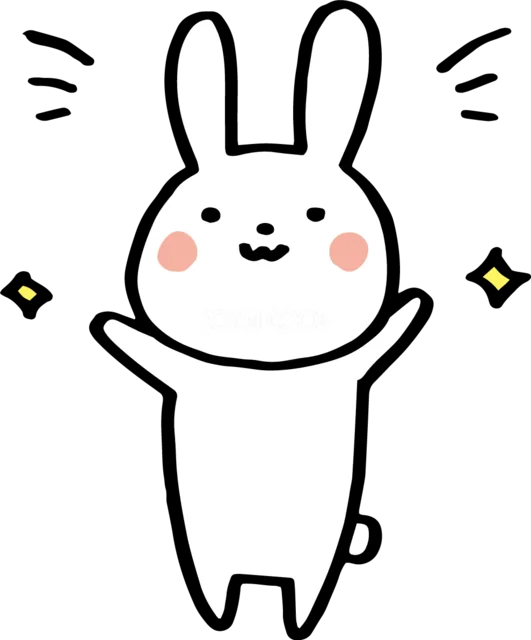 きらめきの中で両手を広げるうさぎ（背景透過PNG）