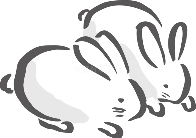 3羽の白うさぎが顔を寄せるかわいい家族イラスト（背景透過PNG）