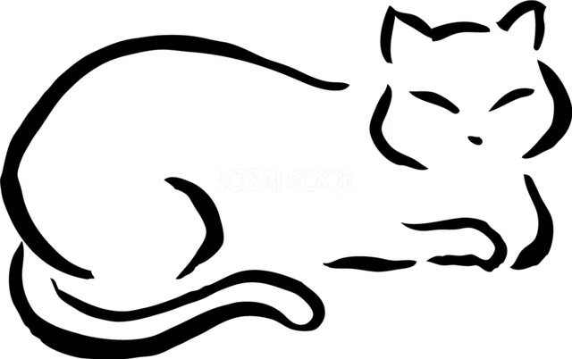 丸くなって眠る白猫（背景透過PNG）