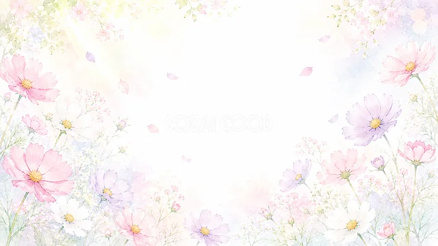 パステルのチューリップのパステルカラー水彩花背景