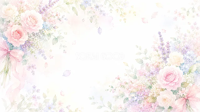 パステルカラーの花束のパステルカラー水彩花背景