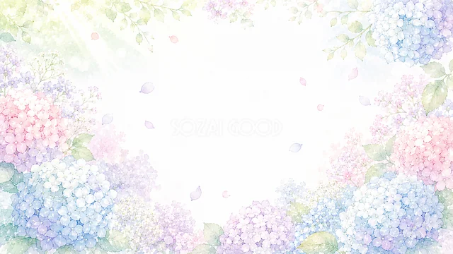 パステルのあじさいのパステルカラー水彩花背景