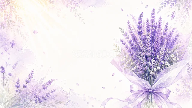 ラベンダーの花束のラベンダー水彩背景