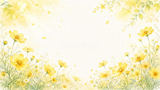 黄色い野花の黄色い花水彩背景