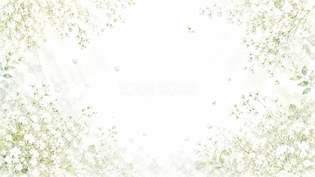 白い野花の囲みの白い花水彩背景