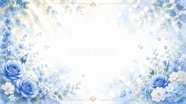 日差しを浴びた青い花の青い花水彩背景