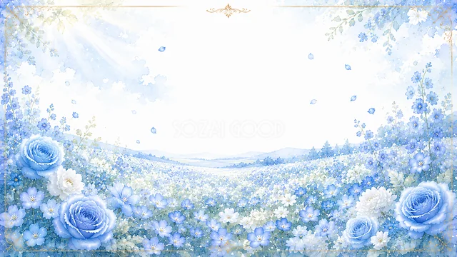 青い花畑の青い花水彩背景
