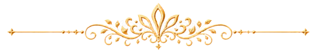 花びらと唐草模様を組み合わせた上品な金色ライン（背景透過PNG）