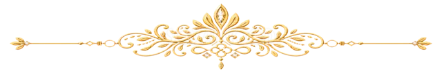 レース風クレストを中央に配した華やかなゴールドライン（背景透過PNG）