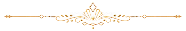 扇形とひし形装飾を組み合わせたゴールドライン（背景透過PNG）