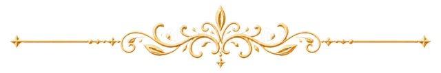 フルール・ド・リス風装飾のゴールド飾り罫（背景透過PNG）