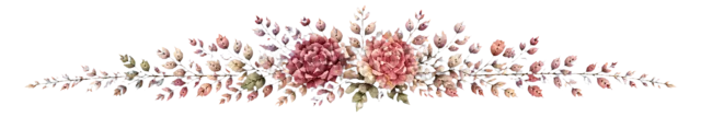 赤いダリアと小花を華やかに束ねた秋色ライン（背景透過PNG）
