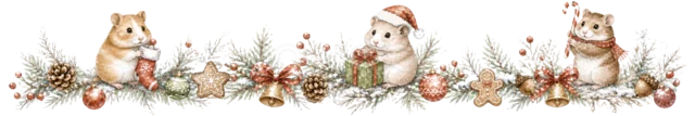 雪だるまと森の動物を描いた水彩絵本タッチの森の動物クリスマスライン・区切り線