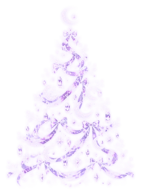 紫色に光る夢幻的なツリーを描いた夜空に輝く幻想的なクリスマスツリーイラスト