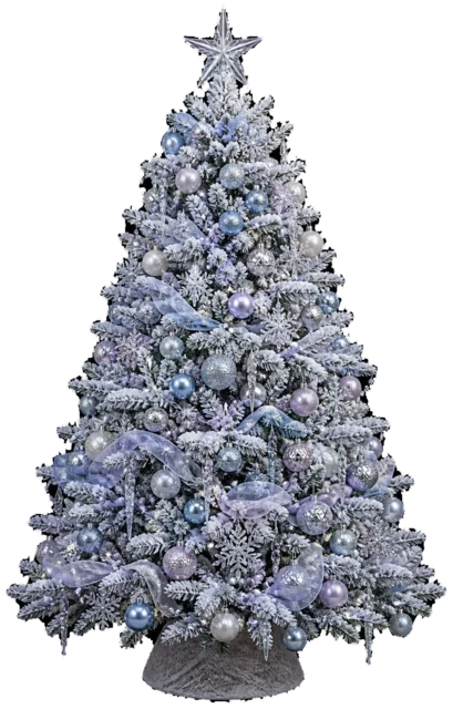 氷色の青いツリーを描いたリアルなもみの木の王道クリスマスツリーイラスト