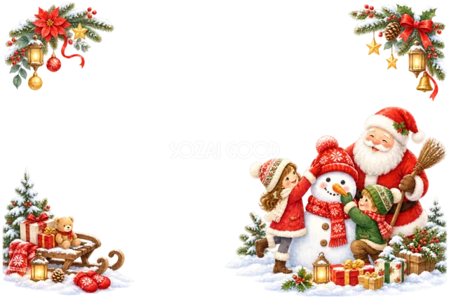 サンタへ手紙を書く子どものクリスマスメッセージカード