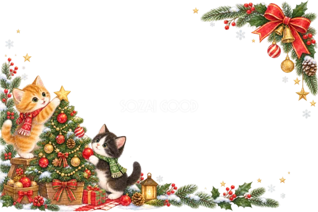 きつねとうさぎの贈り物クリスマスメッセージカード