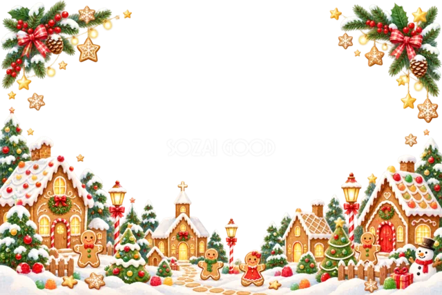 キャンディケインとペパーミントのクリスマスメッセージカード