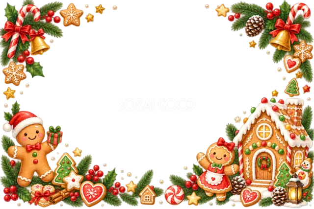 ドーナツとクッキーリースのクリスマスメッセージカード