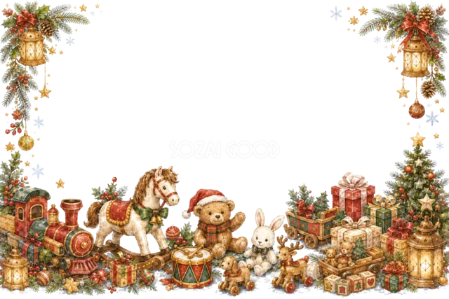 クリスマスおもちゃ大集合メッセージカード