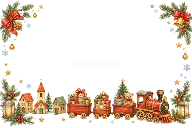 太鼓とラッパのクリスマスメッセージカード