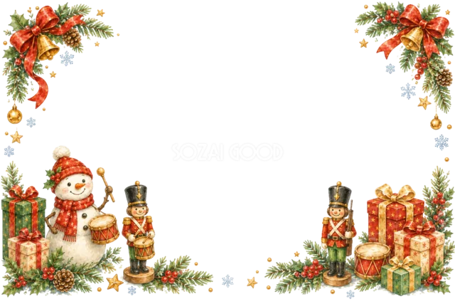 赤いそりとプレゼントのクリスマスメッセージカード