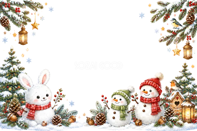 凍った池でスケートのクリスマスメッセージカード