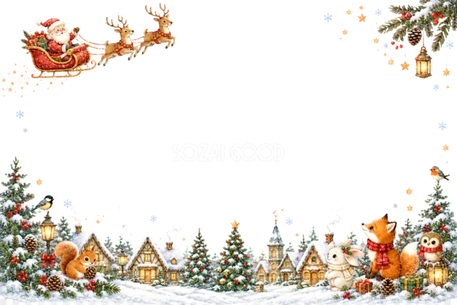 雪の上でスノーエンジェルのクリスマスメッセージカード