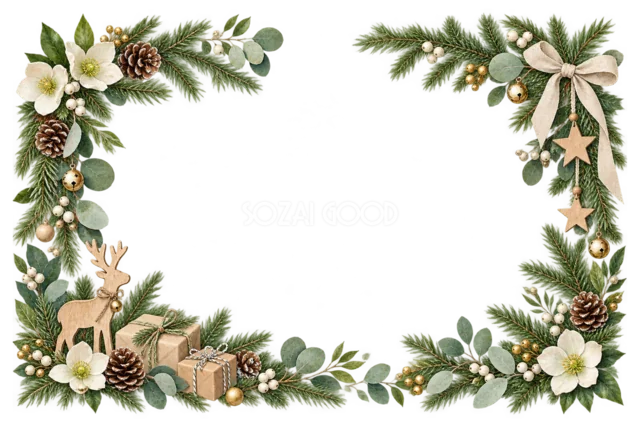 クリスマスローズとジュニパーのクリスマスメッセージカード