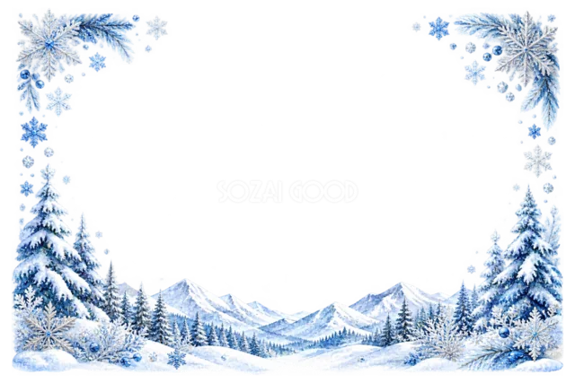 白樺と雪の森のクリスマスメッセージカード