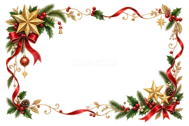 赤いランタンと冬の枝のクリスマスメッセージカード